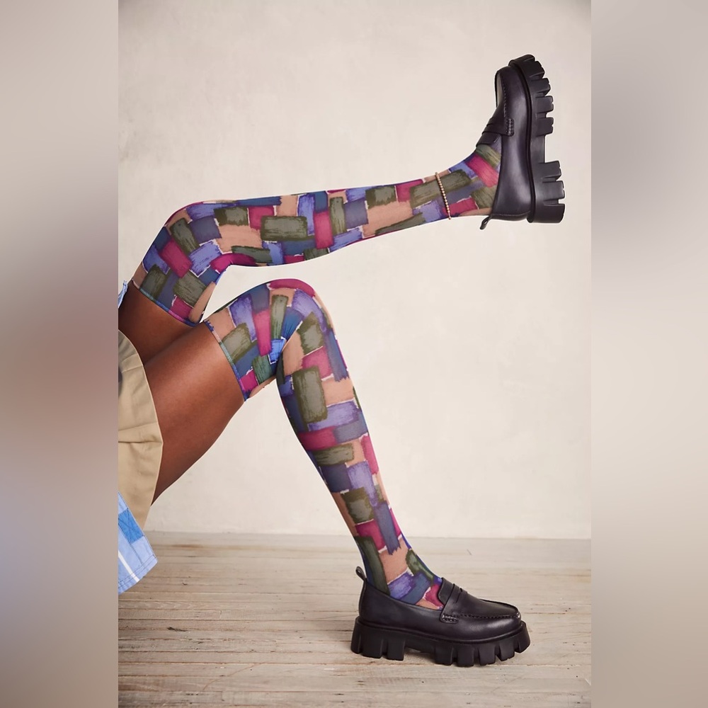 New🌟 Free People-Brushed Tile Thigh High Socks